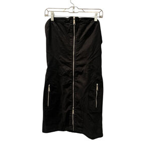 Diesel Strapless Black Dress Women's Size Medium Cotton Blend Zippers Open Back